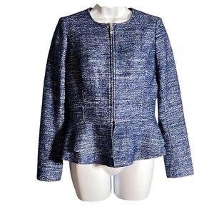 Banana Republic Wool Blend Peplum Jacket, Size 0, Navy Blue